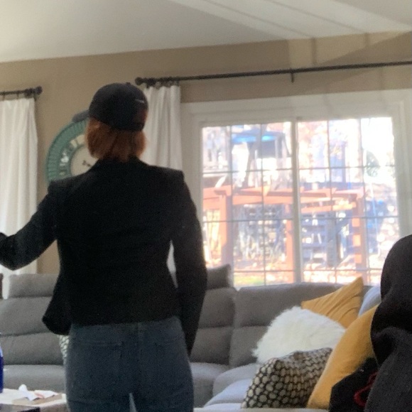 Black Pin-Striped Express Blazer, Size 0 - Picture 2 of 3